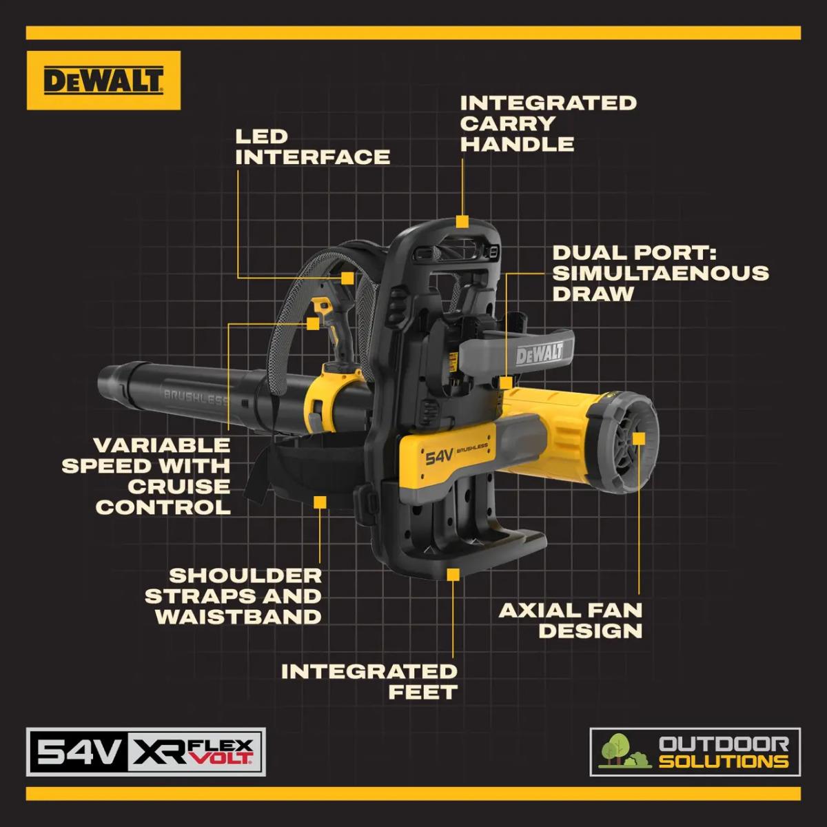Dewalt DCMBBL800N-XJ Twin 54V FLEXVOLT Brushless Backpack Blower Body Only