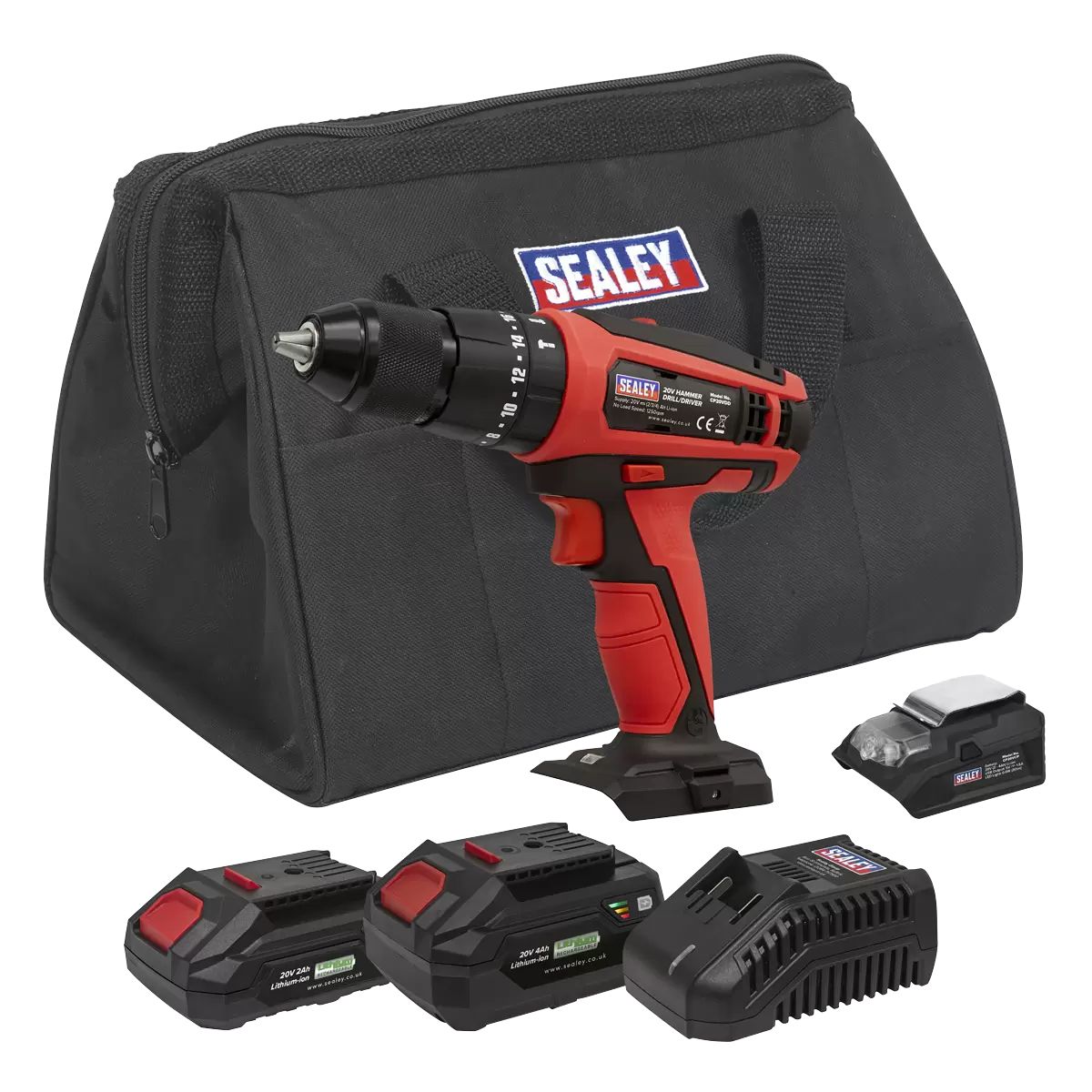 Sealey CP20VDDKIT 20V 13mm Combi Drill Kit with 2 x 2.0Ah Batteries & Charger