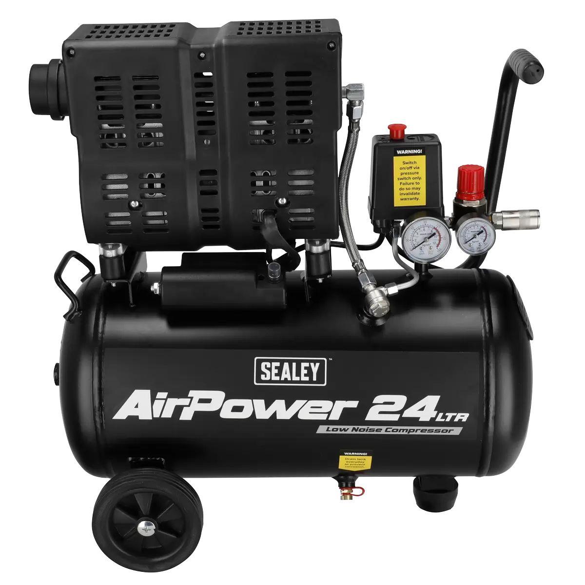 Sealey SAC2400S 24L Low Noise Oil Free Direct Drive Air Compressor 1hp 230V/13A