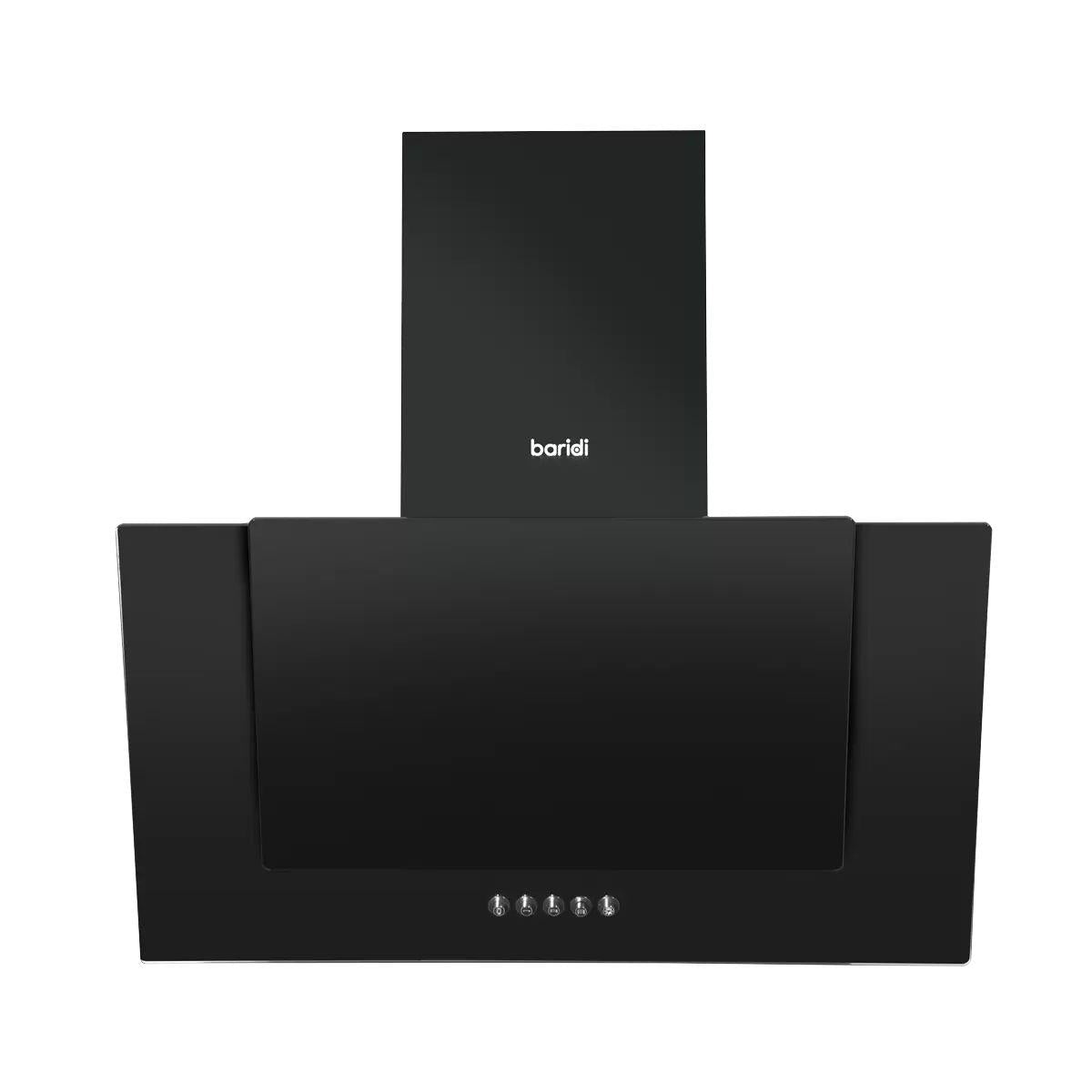 Sealey DH129 Baridi Angled Chimney Cooker Hood with Carbon Filters & LED Lamp Black Glass 240V