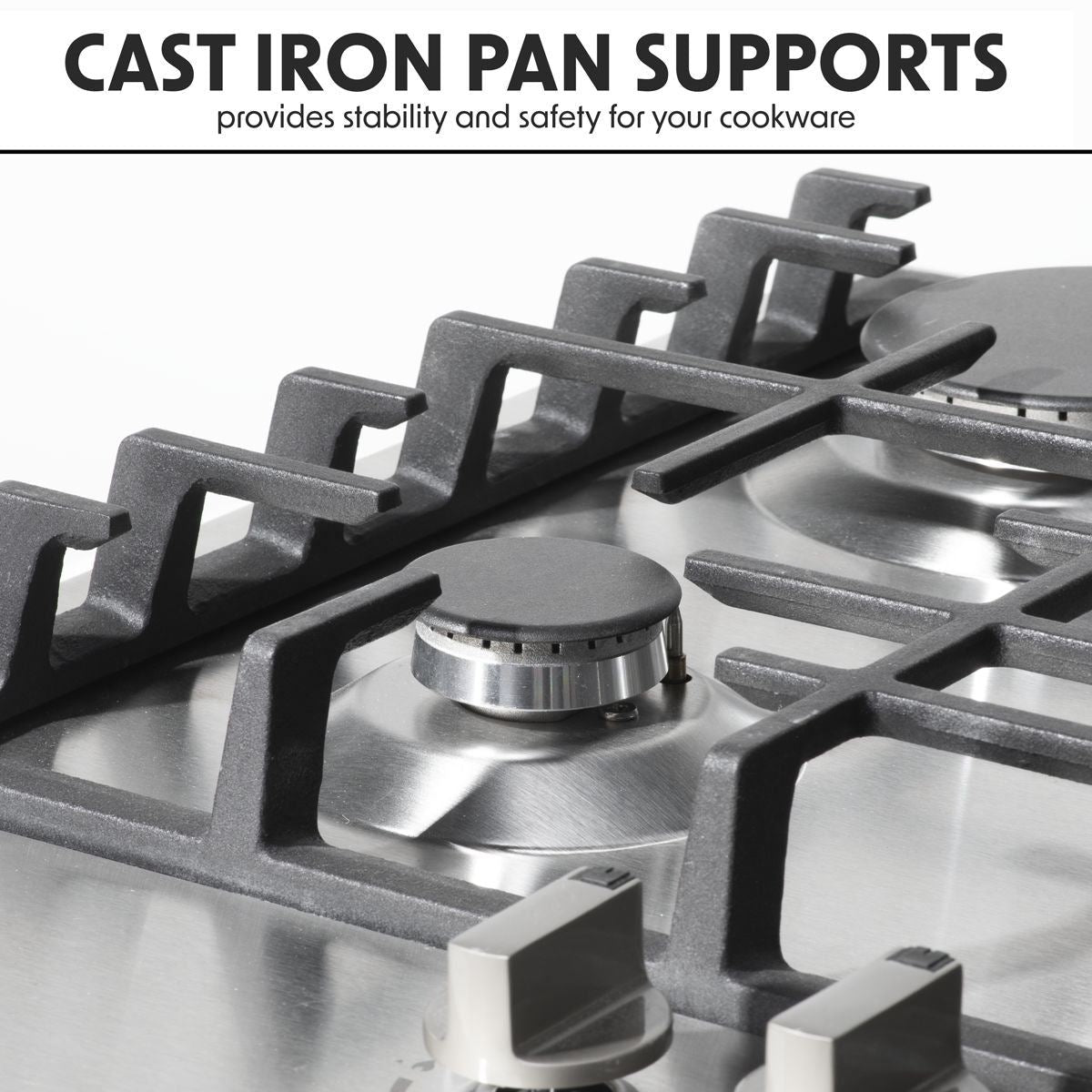 Sealey DH227 Baridi Gas Hob with 5 Cooking Zones 70cm Stainless Steel