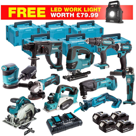 Makita 18V 12 Piece Combo Kit with 4 x 5.0Ah Batteries & Charger T4TKIT-27800