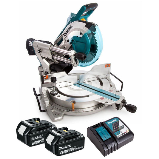 Makita DLS110Z 36V Brushless 260mm Slide Compound Mitre Saw with 2 x 5.0Ah Battery & Charger
