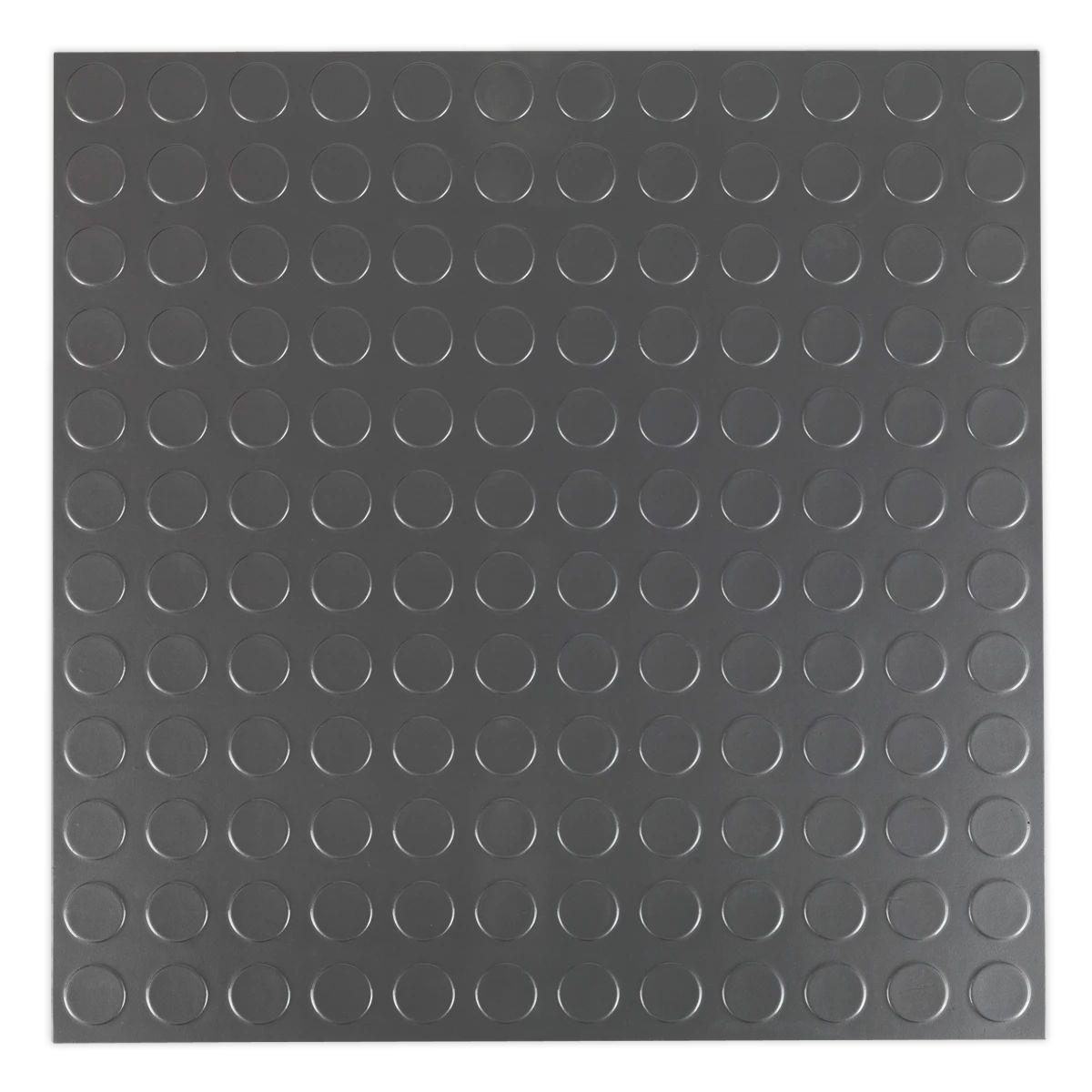 Sealey FT2S Vinyl Floor Tile with Peel & Stick Backing Silver Coin Pack of 16