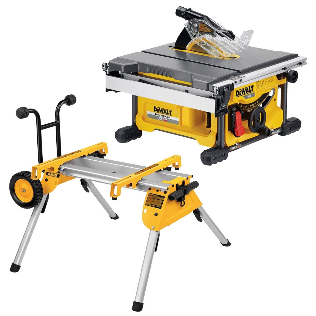 Dewalt DCS7485N 54V XR Flexvolt Brushless 210mm Table Saw with Rolling Table Saw Stand