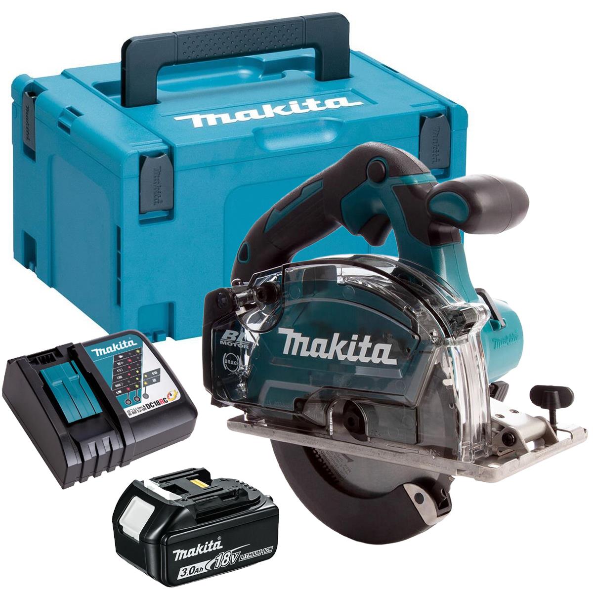 Makita DCS553ZJ 18V LXT Brushless Metal Saw With 1 x 3.0Ah Battery Charger & Case