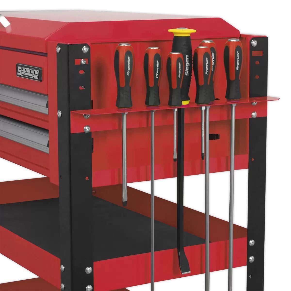 Sealey AP760M Heavy-Duty Mobile Tool Parts Trolley 2 Drawers Lockable Top Red
