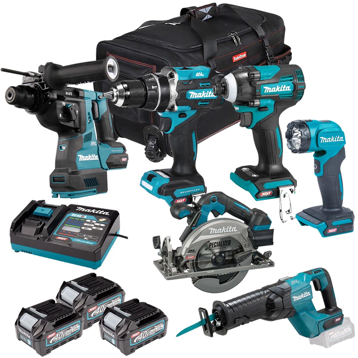 Makita 40V 6 Piece Combo Kit with 3 x 2.5Ah Batteries & Charger T4TKIT-6986