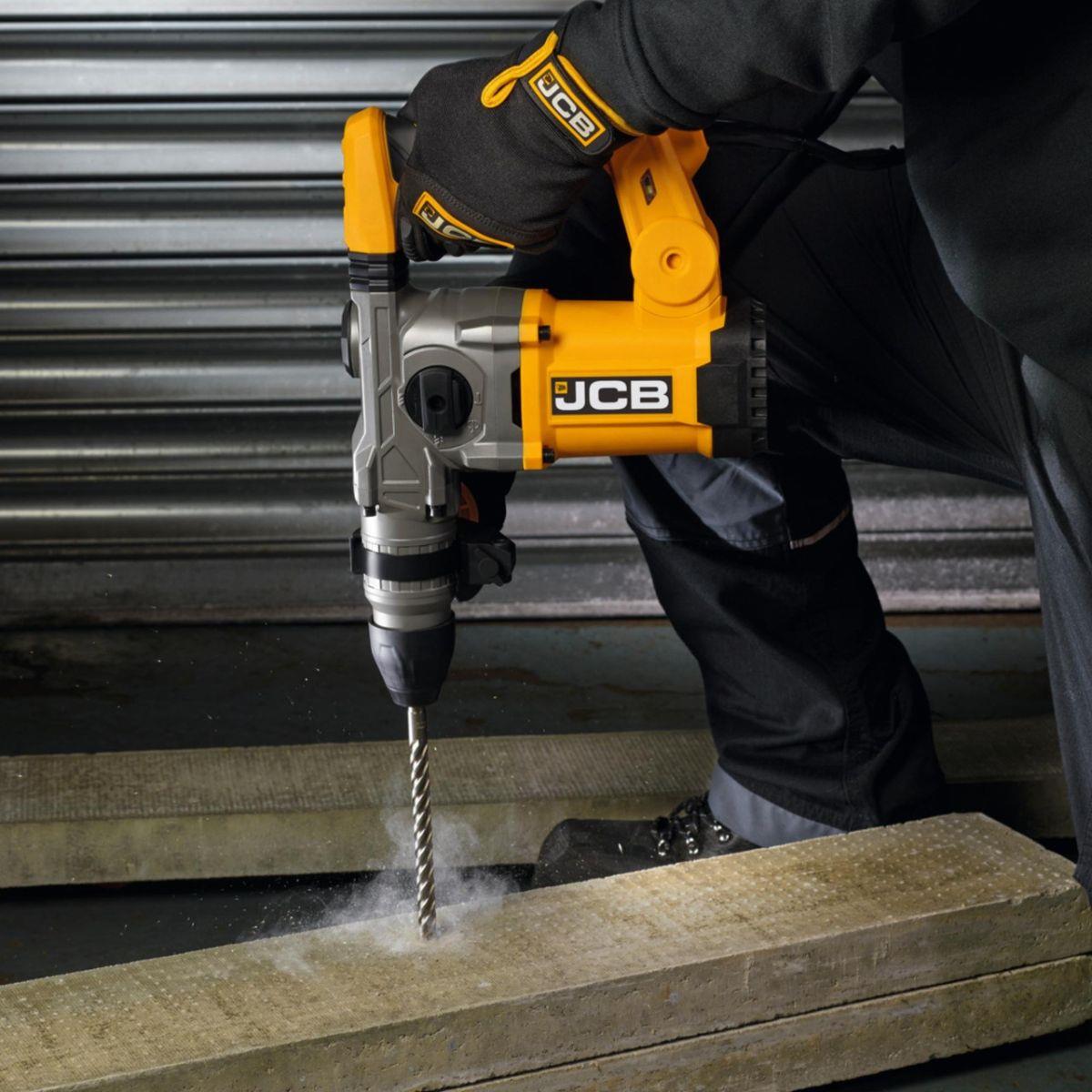 JCB 21-RH1500 Corded SDS Plus Rotary Hammer Drill Anti-Vibration Handle With 3m Cable 230V/1500W