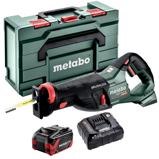 Metabo SSEP 18 LT BL 18V Brushless Sabre Saw with 1 x 8.0Ah Battery Charger & Metabox