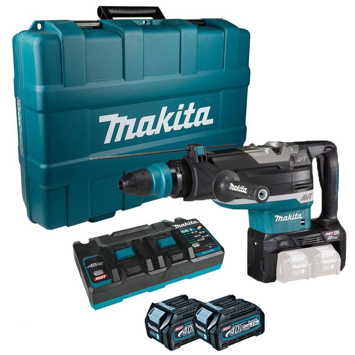 Makita HR006GD203 80V/40V XGT Brushless Demolition Hammer Drill With 2 x 2.5Ah Battery, Charger & Case