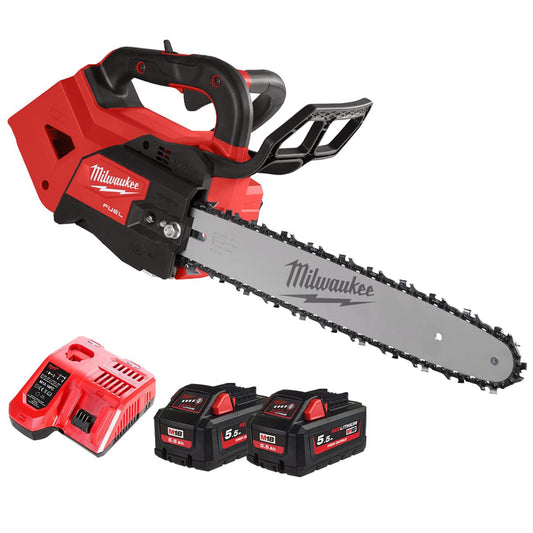 Milwaukee M18FTHCHS35-0 18V FUEL Brushless 35cm Top Handle Chainsaw With 2 x 5.5Ah Battery & Charger