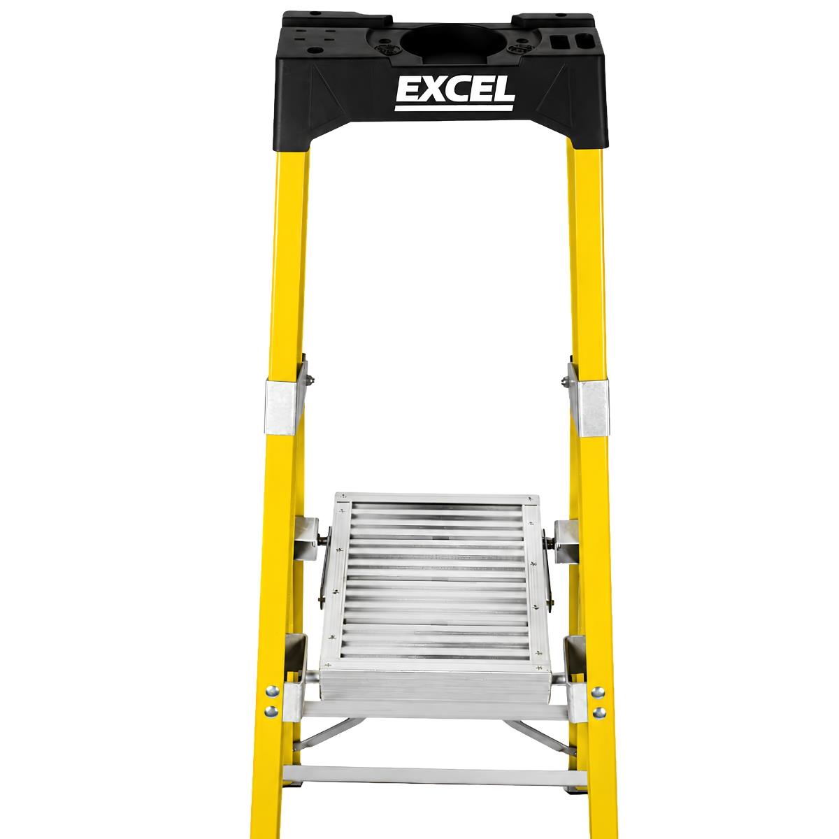 Excel Electricians Fibreglass Platform Step Ladder 6 Tread 2.04m EN131 Yellow