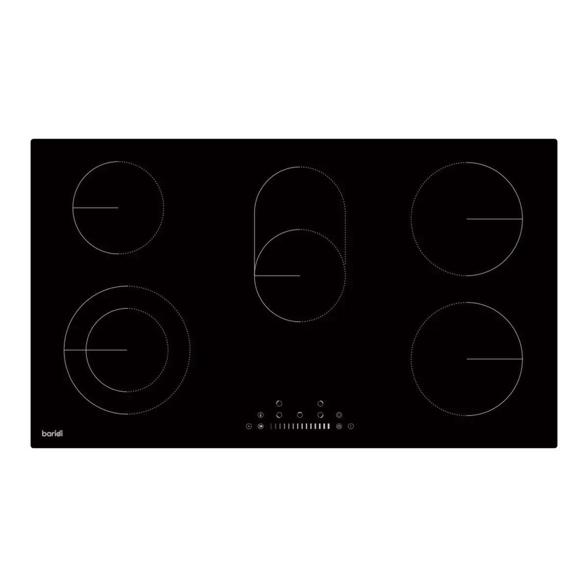Sealey DH389 Baridi Integrated Ceramic Hob with 5 Cooking Zones 90cm Black Glass