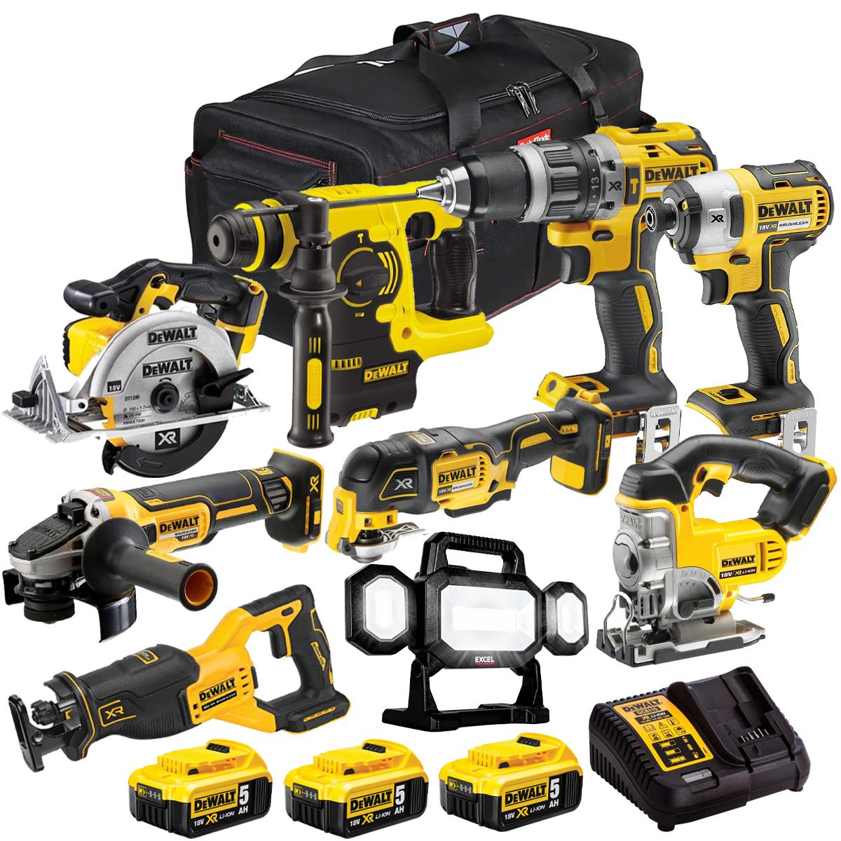 Dewalt 18V 9 Piece Power Tool Kit with 3 x 5.0Ah Battery & Charger T4TKIT-657