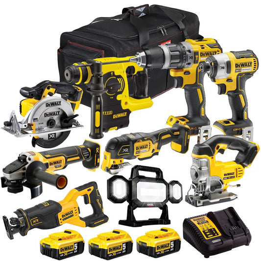 Dewalt 18V 9 Piece Power Tool Kit with 3 x 5.0Ah Battery & Charger T4TKIT-657