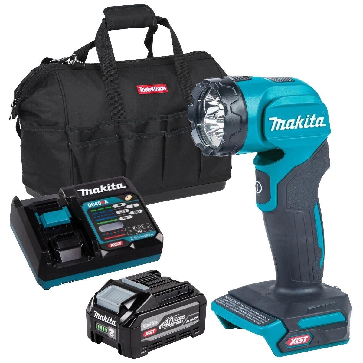 Makita ML001G 40V Max XGT LED Flashlight with 1 x 4.0Ah Battery, Charger & Bag
