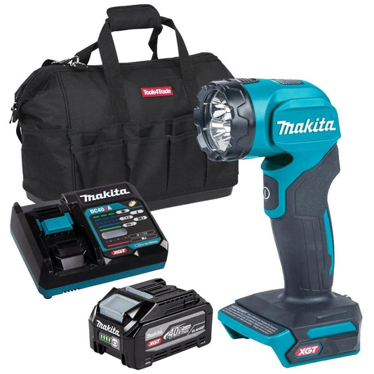 Makita ML001G 40V Max XGT LED Flashlight with 1 x 4.0Ah Battery, Charger & Bag