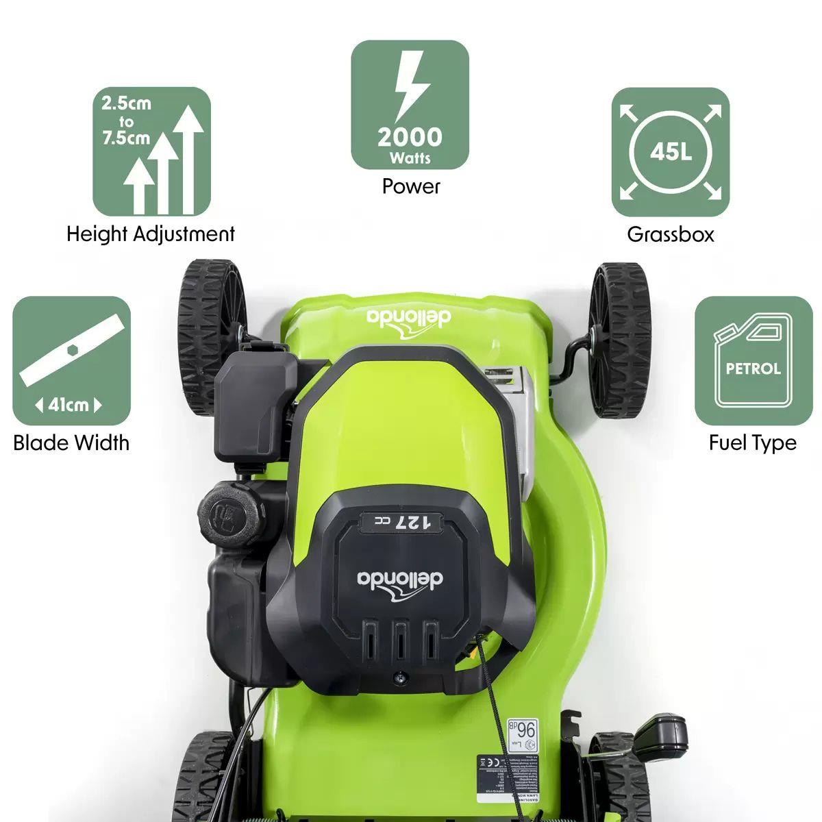 Sealey DG100 Dellonda 4-Stroke Hand-Propelled Petrol Lawnmower 132cc