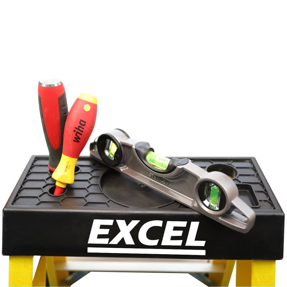 Excel Heavy Duty Fibreglass 6 Tread Ladder with 3 Step Hop Up Ladder