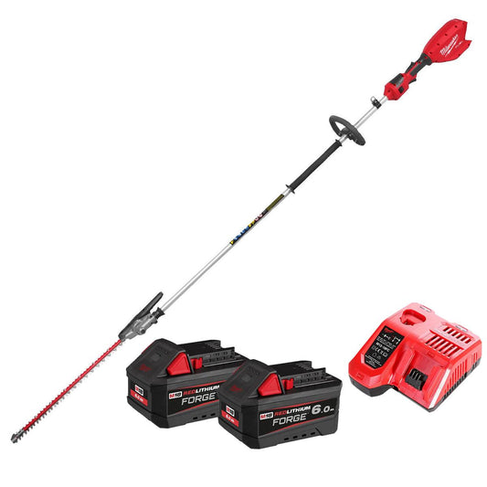 Milwaukee M18FHETE27-0 M18 18V Brushless Pole Hedge Trimmer With 2 x 6.0Ah Batteries & Charger