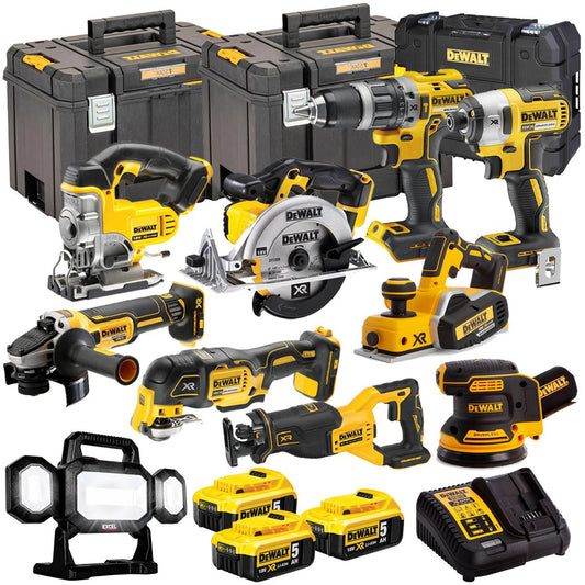 Dewalt 18V 10 Piece Power Tool Kit with 3 x 5.0Ah Batteries T4TKIT-496