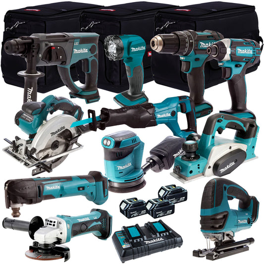 Makita 18V 11 Piece Power Tool Kit with 3 x 5.0Ah Battery & Charger T4TKIT-261