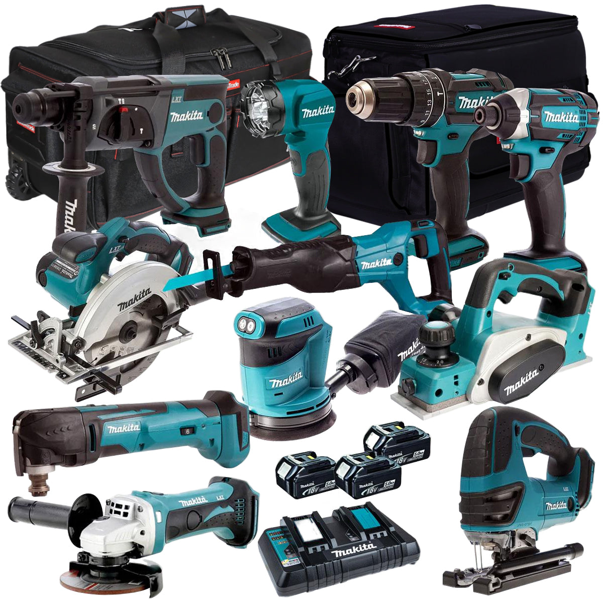 Makita 18V 11 Piece Power Tool Kit with 3 x 5.0Ah Battery & Charger T4TKIT-261