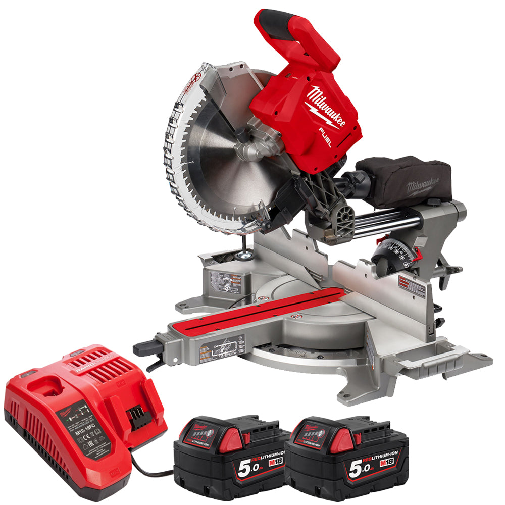 Milwaukee M18FMS305-0 18V 305mm FUEL Brushless Mitre Saw with 2 x 5.0Ah Batteries & Charger