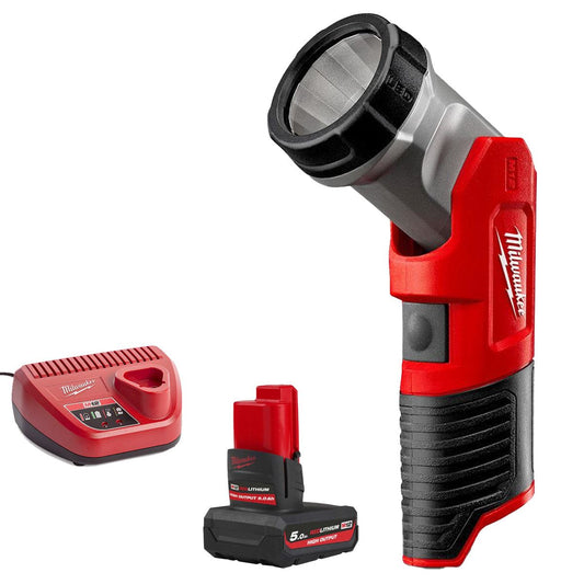 Milwaukee M12TLED-0 12V LED Torch with 1 x 5.0Ah Battery & Charger