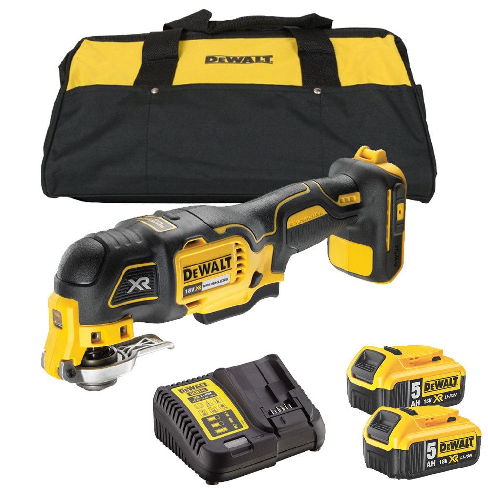 DeWalt DCS355P2B 18V Brushless Oscillating Multi Tool 2 x 5.0Ah Battery Charger & Bag