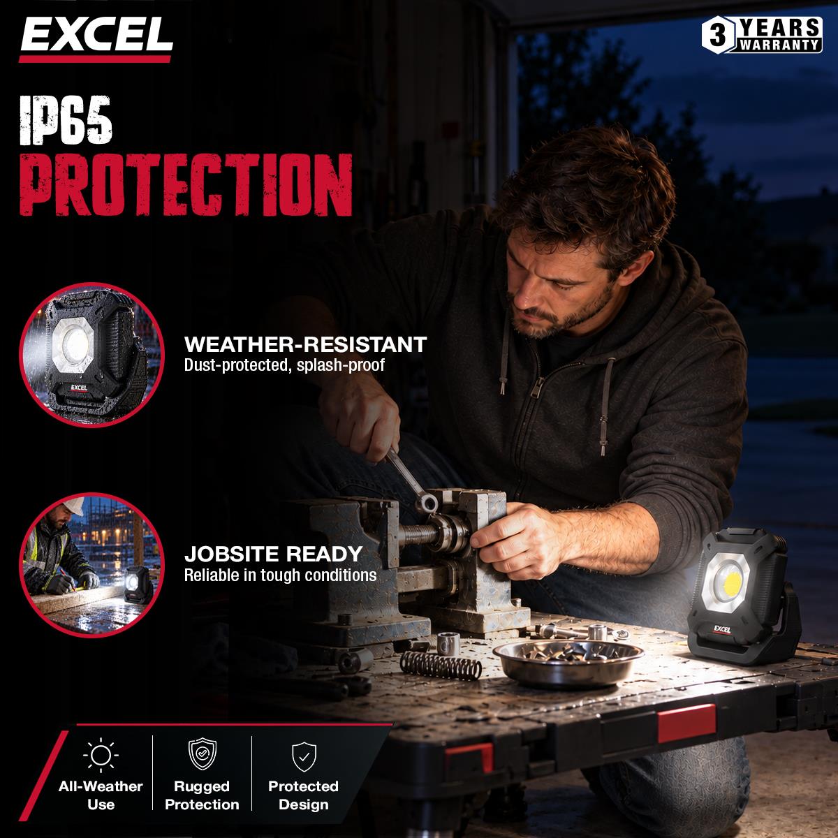 Excel 800 Lumens LED Magnetic Rechargeable Mini Work Light