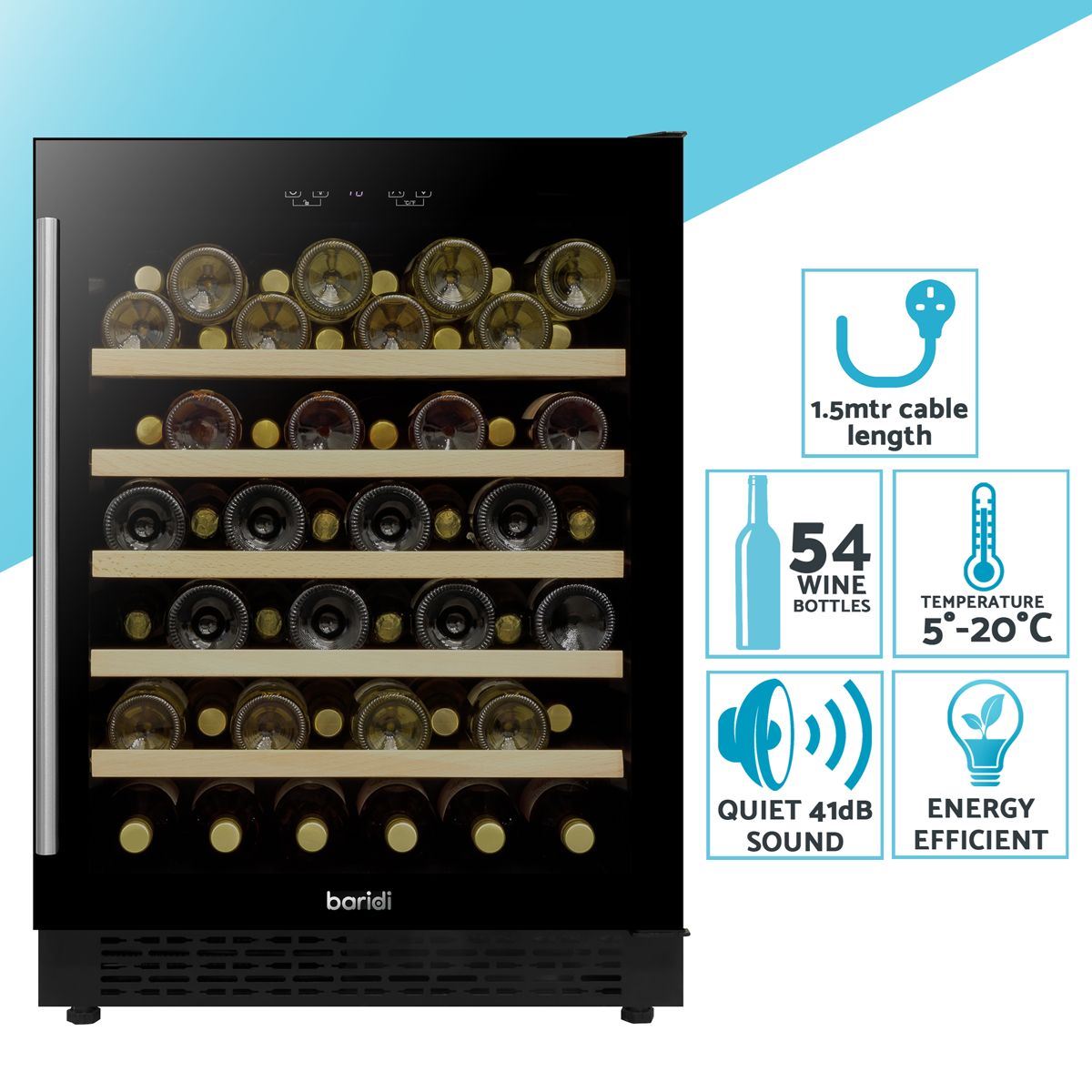 Sealey DH78 Baridi 54 Bottle Under-Counter Fridge & Coolers 60cm 230V