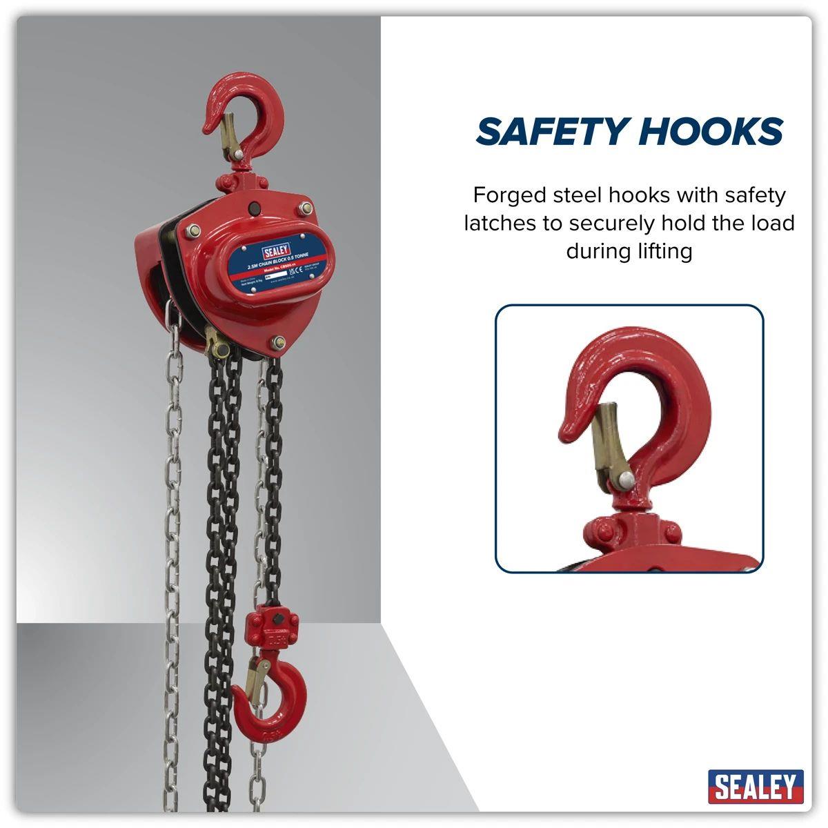 Sealey CB500 Chain Block 0.5 Tonne 2.5m Drop