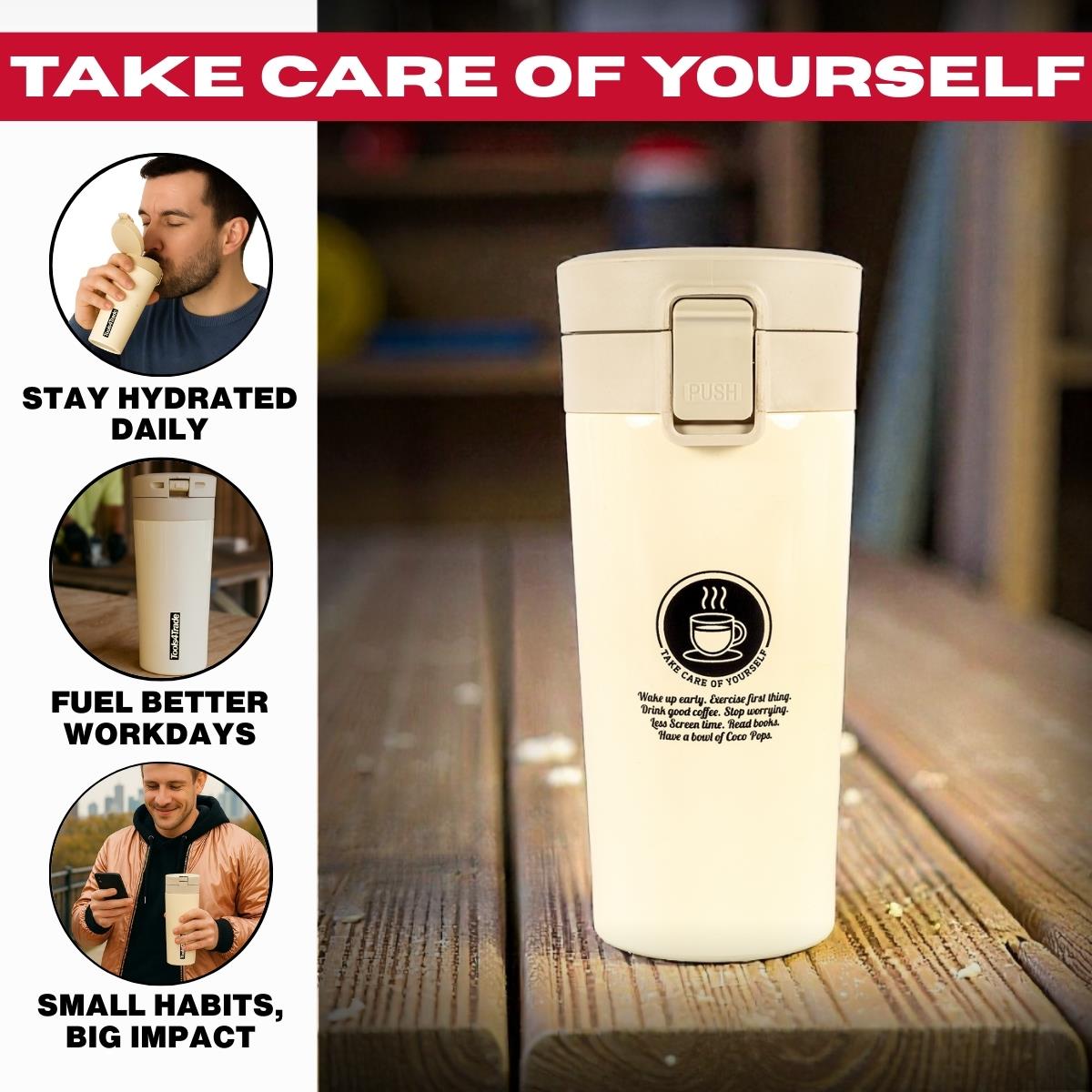 Tools4Trade Stainless Steel Thermal Coffee Mug - Beige (360ml)