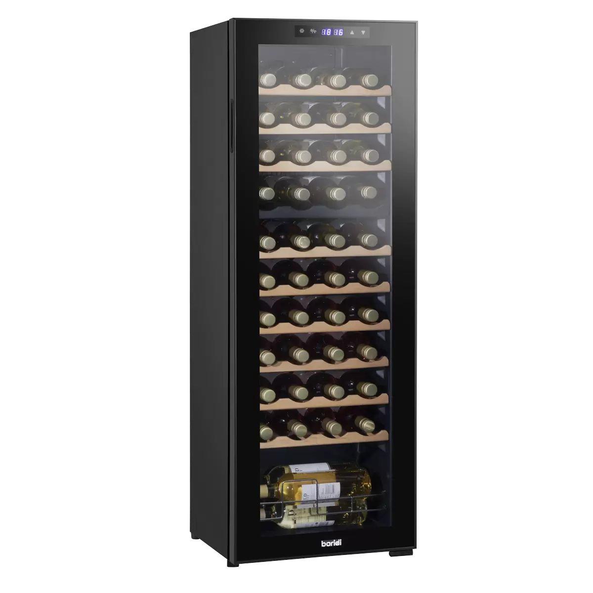 Sealey DH92 Baridi 44 Bottle Dual Zone Wine Fridge with Digital Touch Screen Controls & LED Light Black 230V