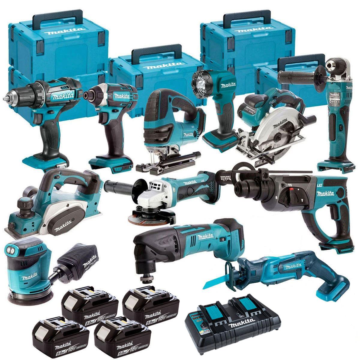 Makita 12 Piece Kit 18V Li-ion With 4 x 5.0Ah Batteries Charger T4TKIT-12
