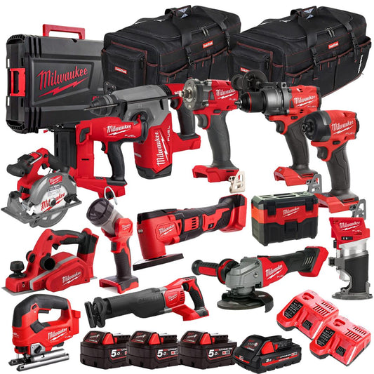 Milwaukee 18V 14 Piece Combo Kit with 4 x Batteries & Charger M18T4TKIT-4622