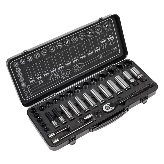 Sealey AK7971 Socket Set 34pc 3/8"Sq Drive