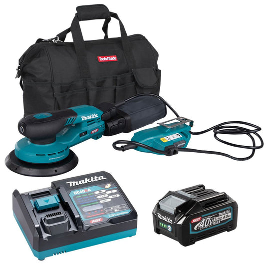 Makita BO002CGZ 40V XGT 150mm Brushless Random Orbit Sander with 1 x 4.0Ah Battery Charger & Bag