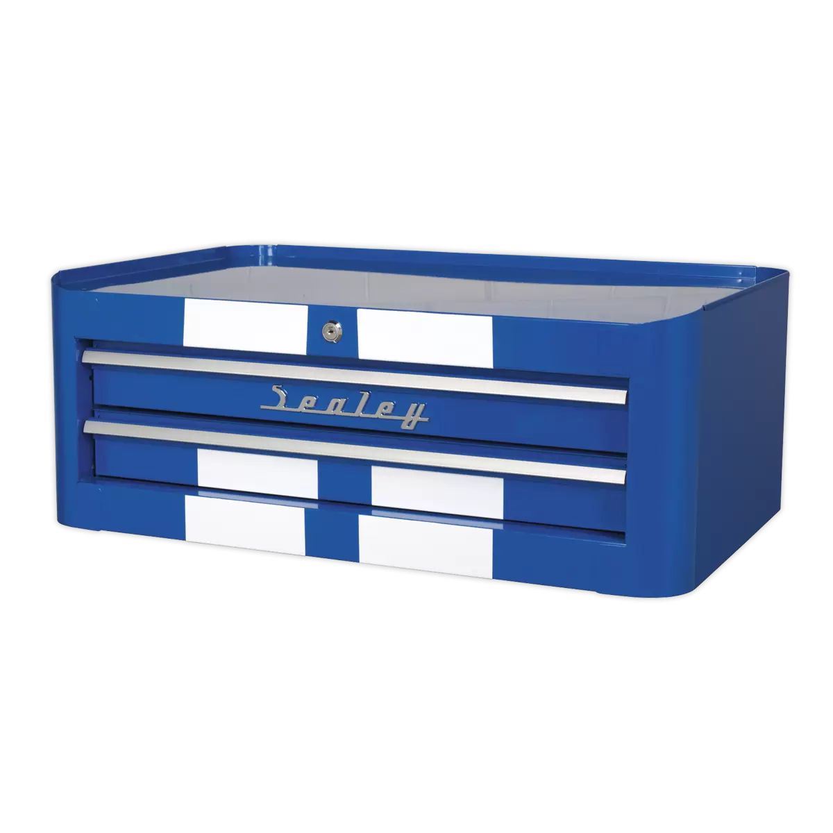 Sealey AP28102BWS 2 Drawer Retro Style Mid-Box Blue with White Stripes