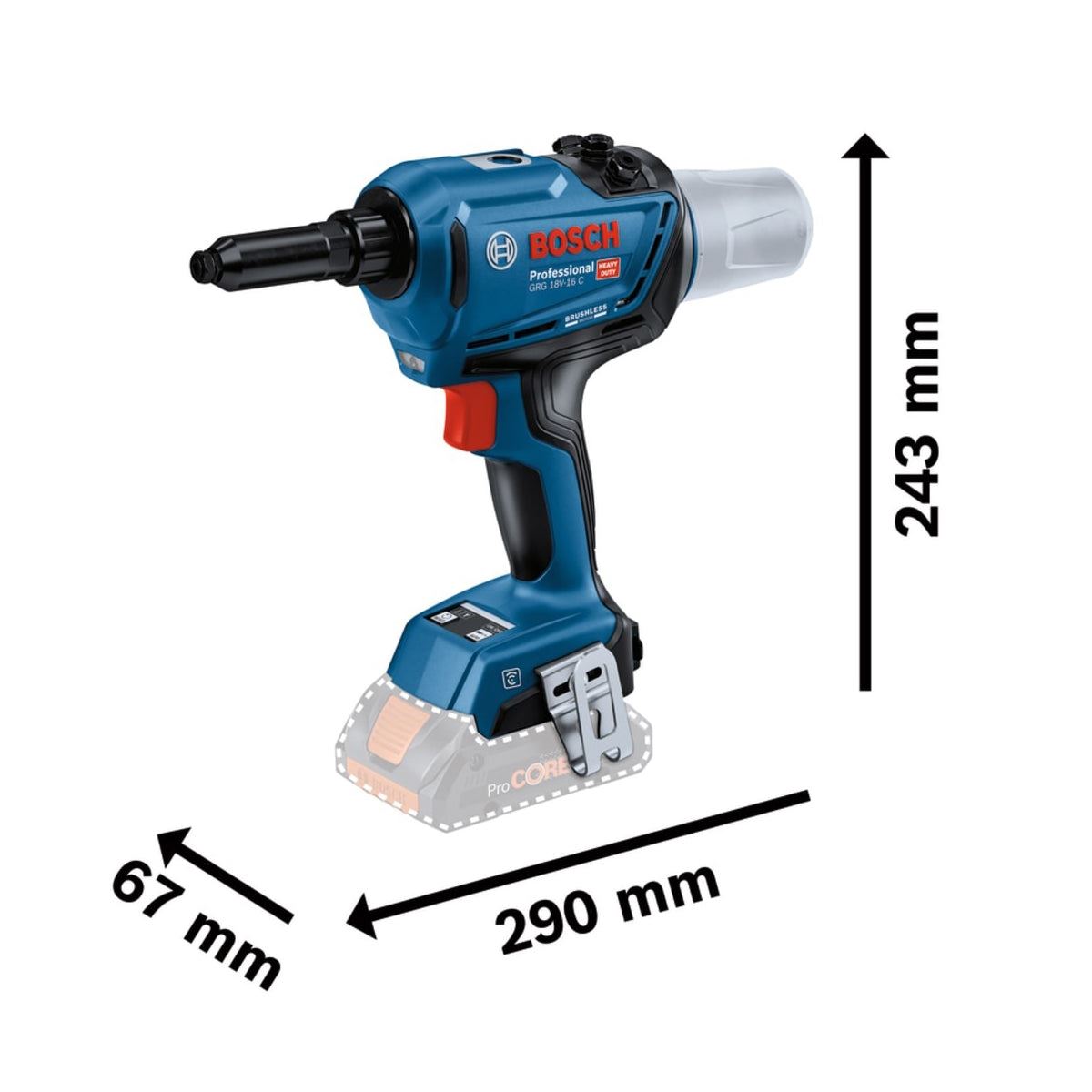 Bosch GRG 18V-16C Professional & Versatile Rivet Gun Body Only 06019K5000