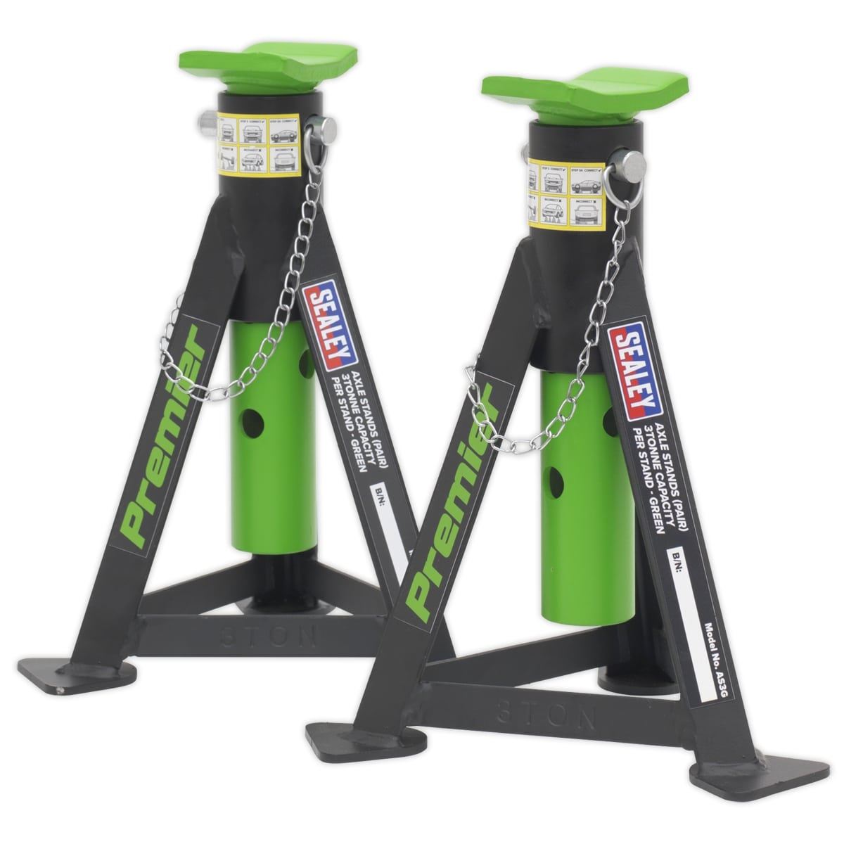 Sealey 3040AGCOMBO1 Trolley Jack 3 Tonne & Axle Stands (Pair) 3tonne per Stand Combo