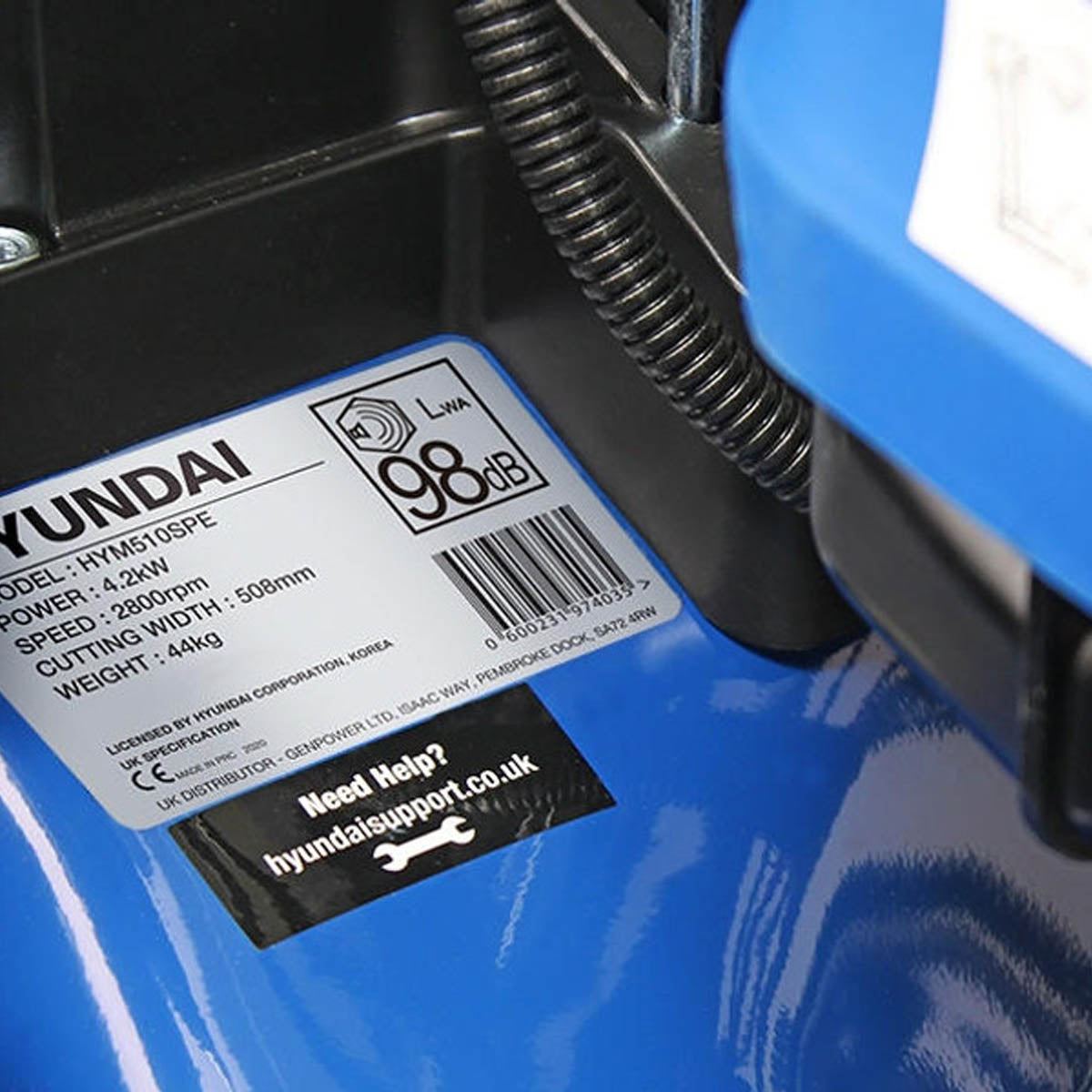 Hyundai HYM510SPE 51cm Self-Propelled Petrol Lawnmower, 196cc Engine, Electric Start, Rear & Side Discharge