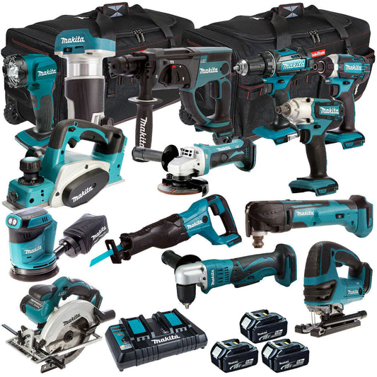 Makita 14 Piece Power Tool Kit 18V LXT with 3 x 5.0Ah Battery & Charger T4TKIT-253