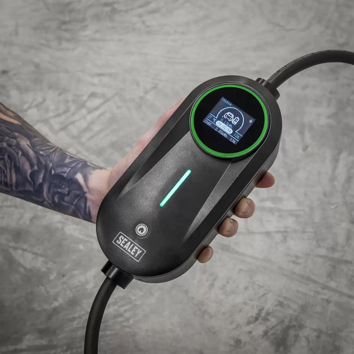 Sealey EVAC2 5m Adjustable Type 2 to UK 3-Pin Plug Portable EV Charger 3.5kW/230V