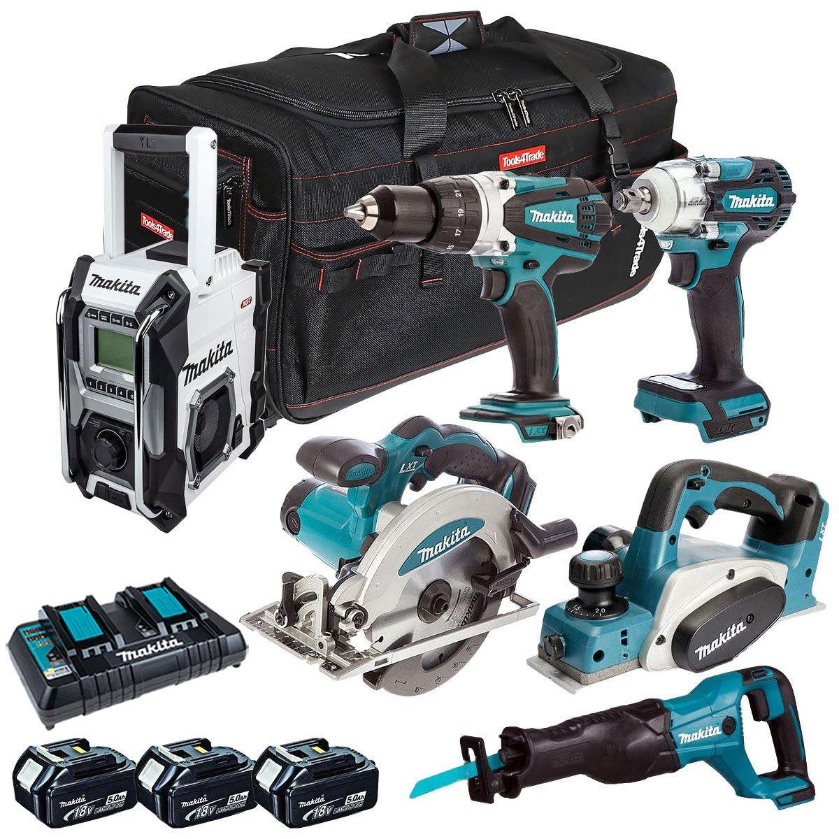 Makita 18V 6 Piece Power Tool Kit with 3 x 5.0Ah Battery & Charger T4TKIT-12877