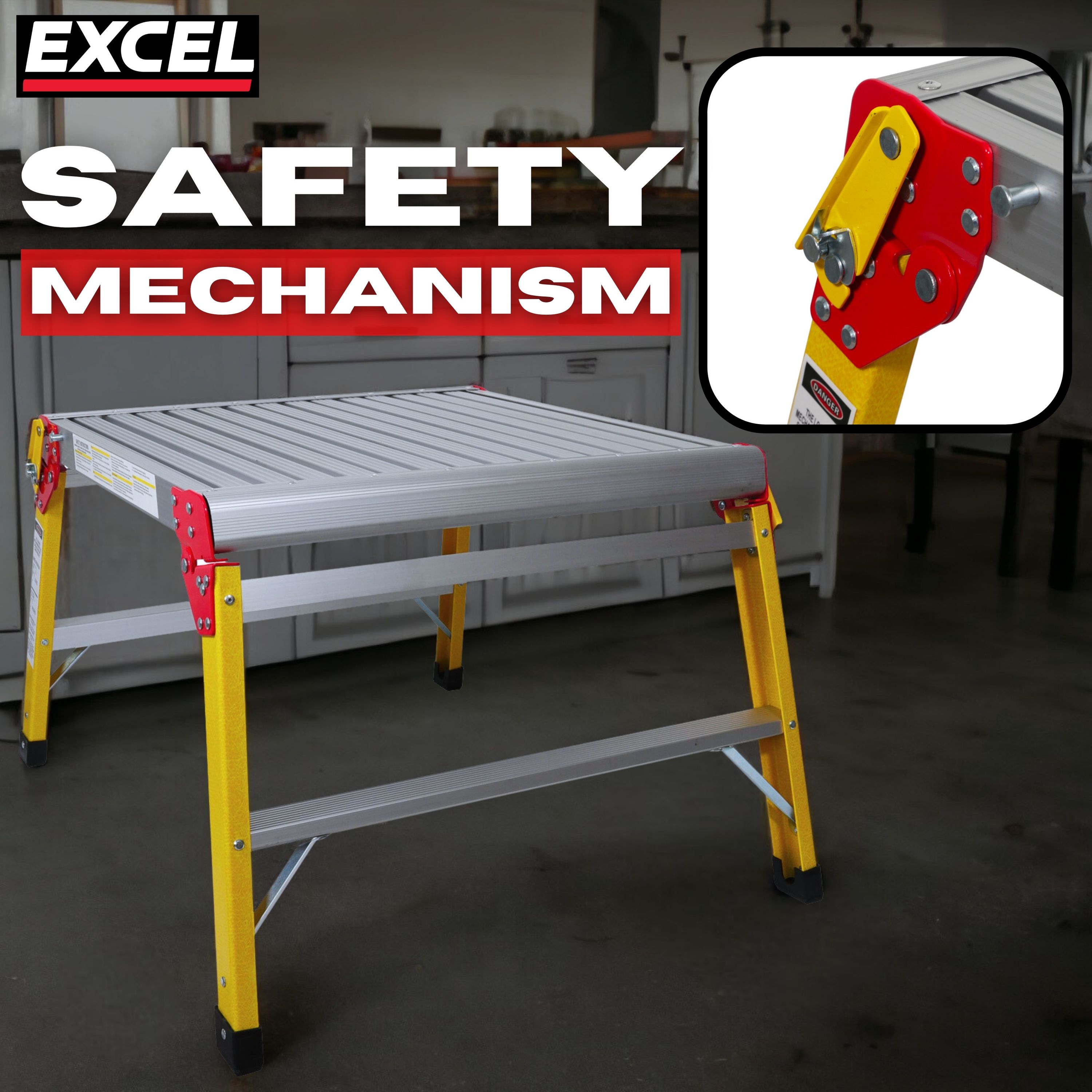Excel Fibreglass Work Bench Platform Heavy Duty Folding Hop Up 600mm x 600mm