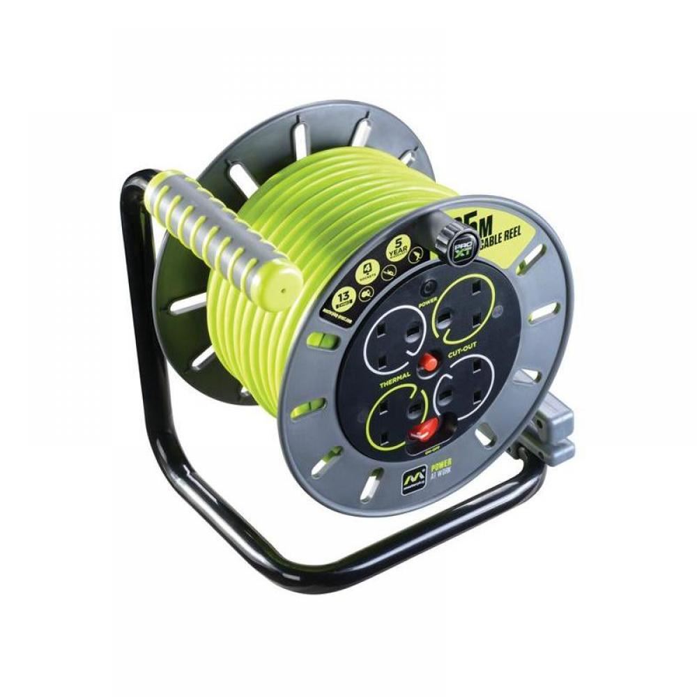 Masterplug PRO-XT Open Cable Reel 13A 4-Socket 25M 240V OMU25134SL-PX