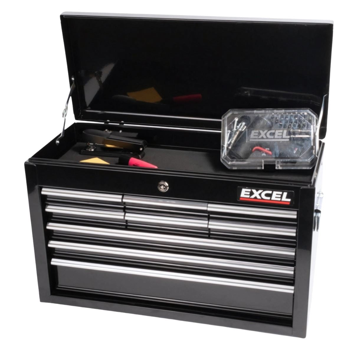 Excel 9 Drawers Portable Tool Chest Cabinet with Ball Bearing Slides Black